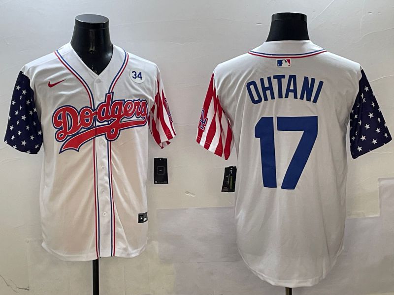 Men Los Angeles Dodgers #17 Ohtani White a generation of national flags Joint name 2025 Nike MLB Jersey style 17->los angeles dodgers->MLB Jersey